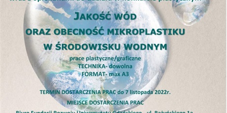 Konkurs plastyczny „Jakość wód oraz obecność mikroplastiku w środowisku wodnym”- Fundacja Rozwoju Uniwersytetu Gdańskiego